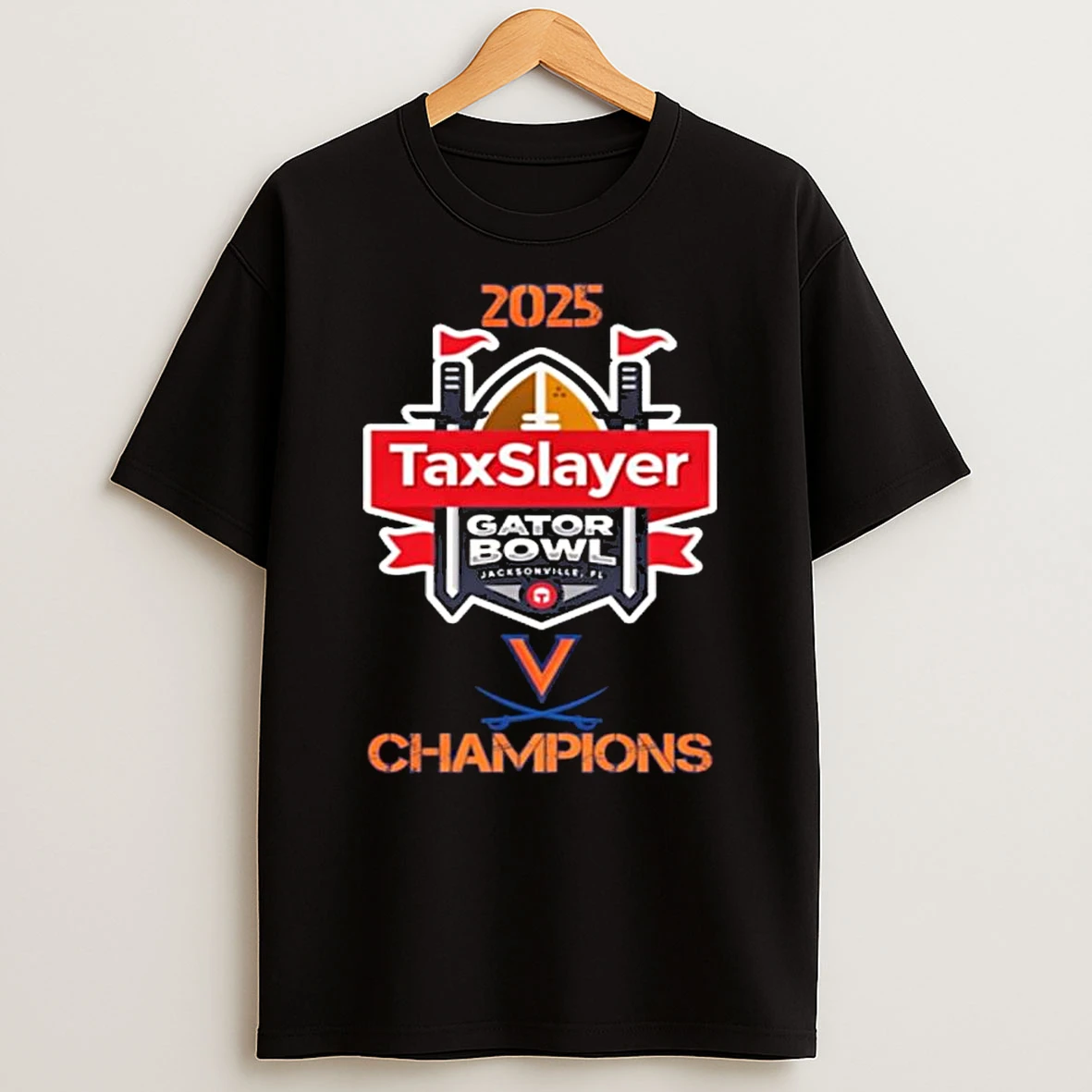 Virginia Cavaliers 2025 Taxslayer Gator Bowl Champions Logo T Shirt