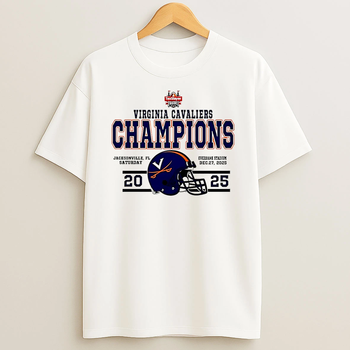 Virginia Cavaliers Football 2025 Taxslayer Gator Bowl Champions Classic T Shirt