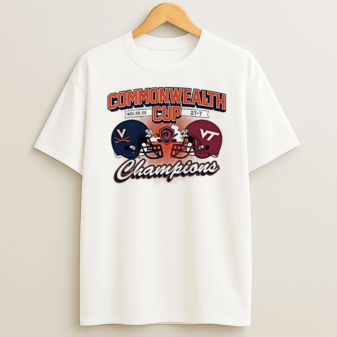 Virginia Cavaliers Beat Virginia Tech 27 7 Win 2025 Commonwealth Cup Champions Helmet T Shirt