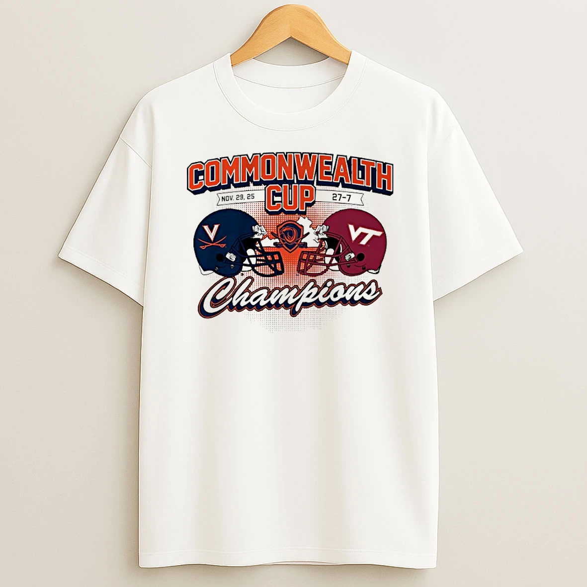 Virginia Cavaliers Vs Virginia Tech Hokies Commonwealth Cup Winner Champions 2025 Helmet Circle T Shirt