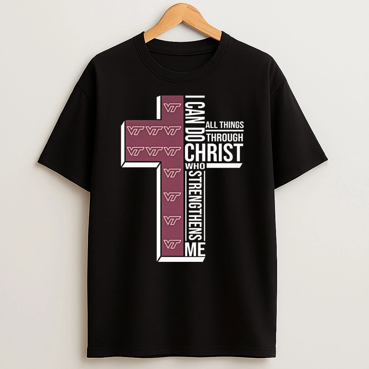 Virginia Tech Hokies I Can Do All Things Through Christ Who Strengthens Me Cross 2025 T Shirt
