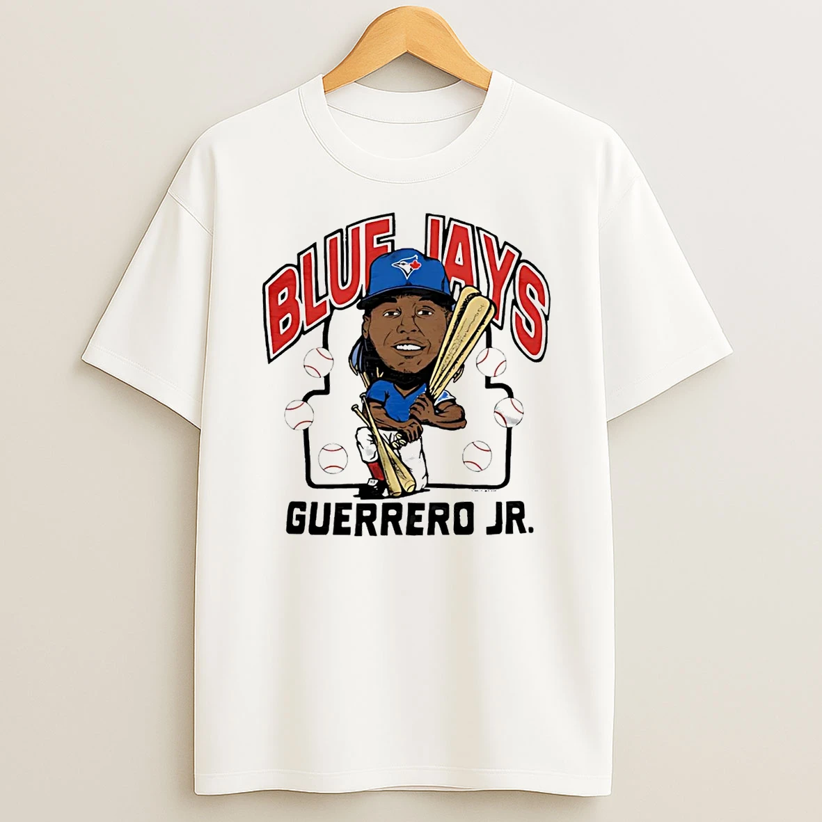 Vladimir Guerrero Jr Hits The Ball Cartoon Toronto Blue Jays T Shirt