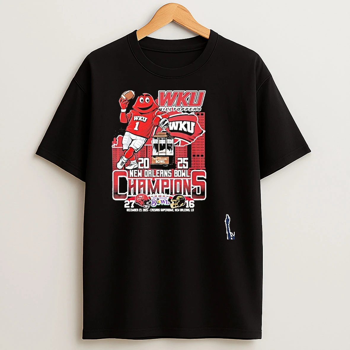 Wku Hilltoppers Mascot 2025 New Orleans Bowl Champions Score T Shirt