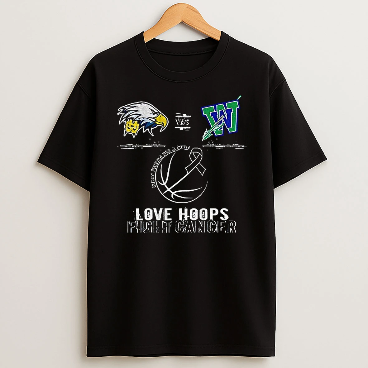 Walnut Hills Eagles Vs Winton Woods Football Love Hoops Fight Cancer T Shirt
