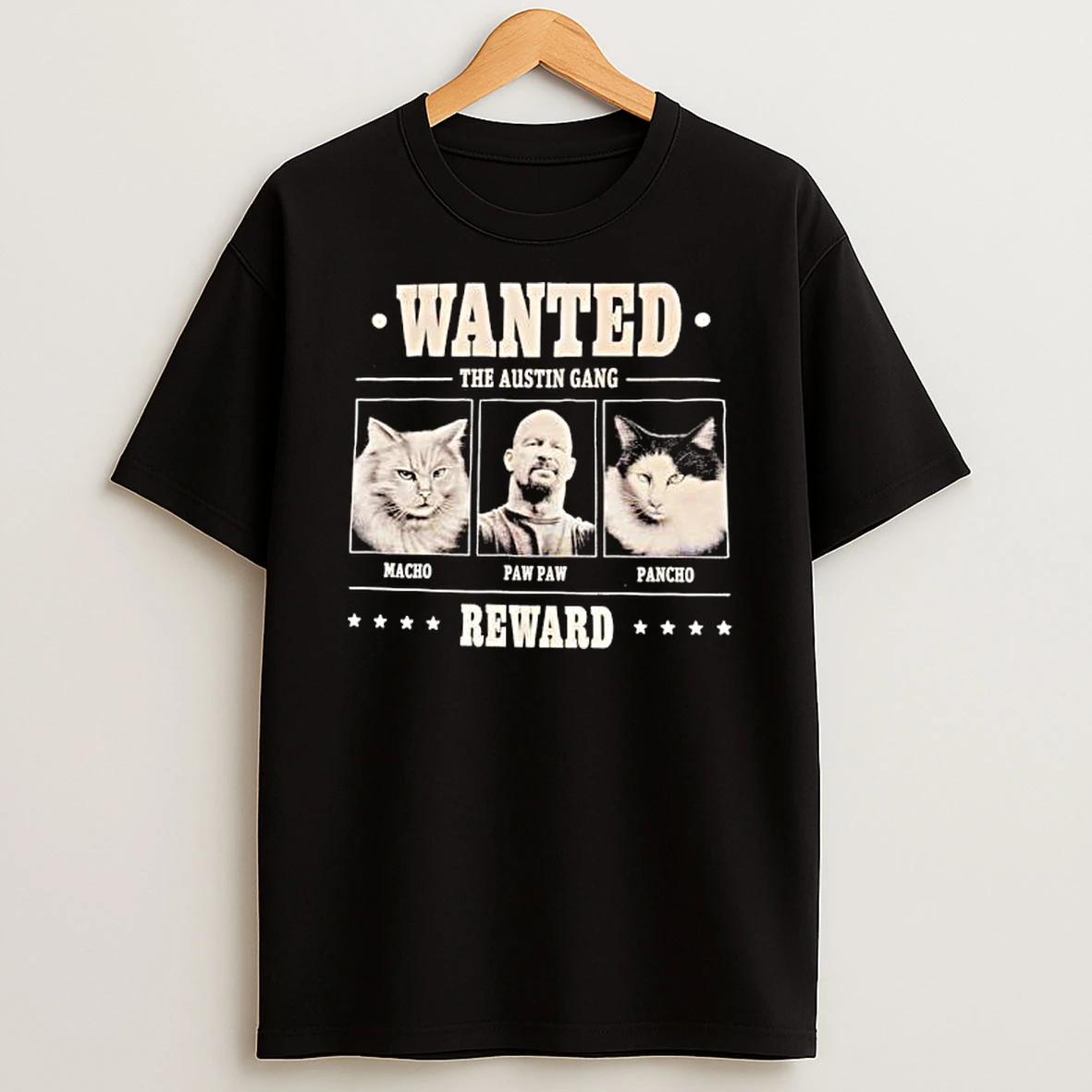 Wanted The Austin Gang Reward Macho Paw Paw Pancho T Shirt