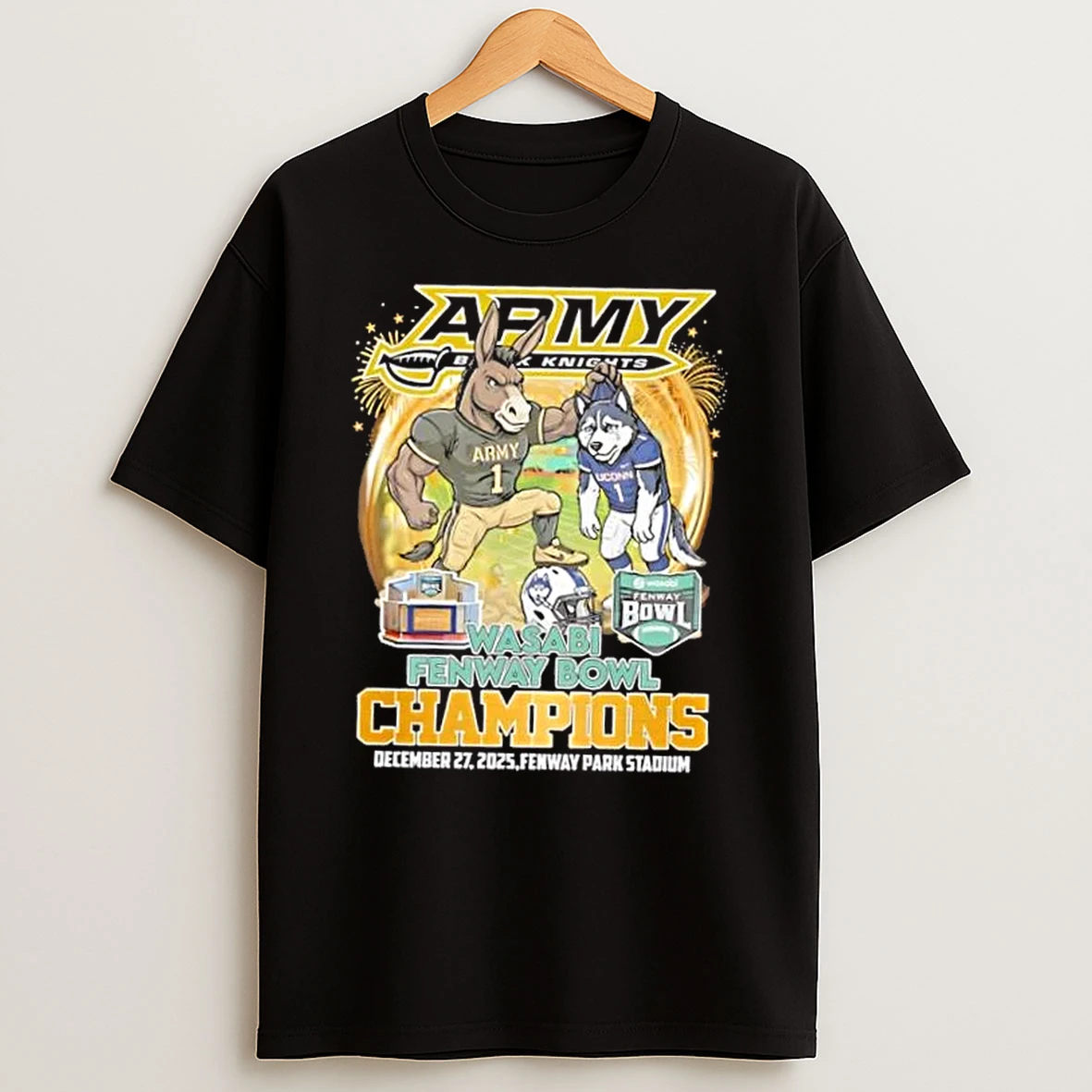 Wasabi Fenway Bowl Champions Army Black Knights Vs Uconn Fenway Park Stadium T Shirt