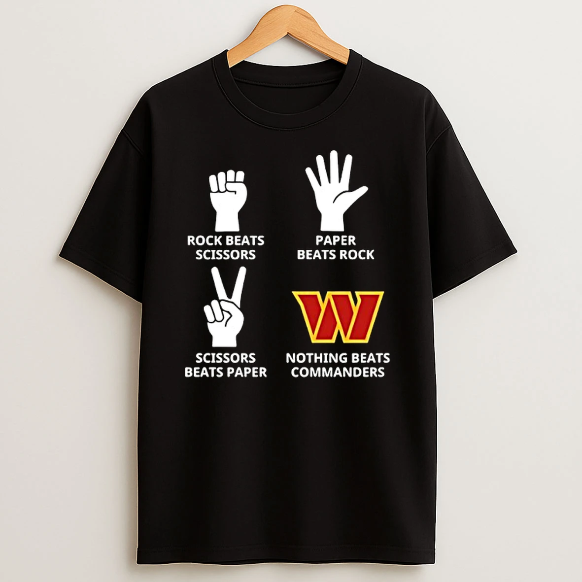 Washington Commanders Nothing Beats Rock Beats Scissors Paper Beats Rock Scissors Beats Paper T Shirt