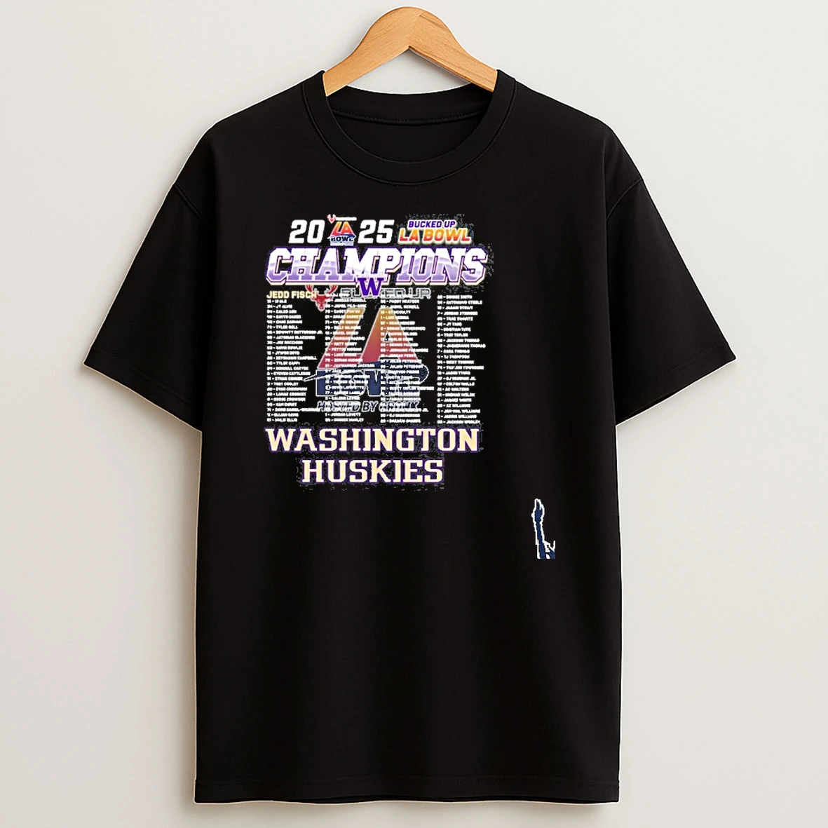 Washington Huskies 2025 Bucked Up La Bowl Champions Roster T Shirt