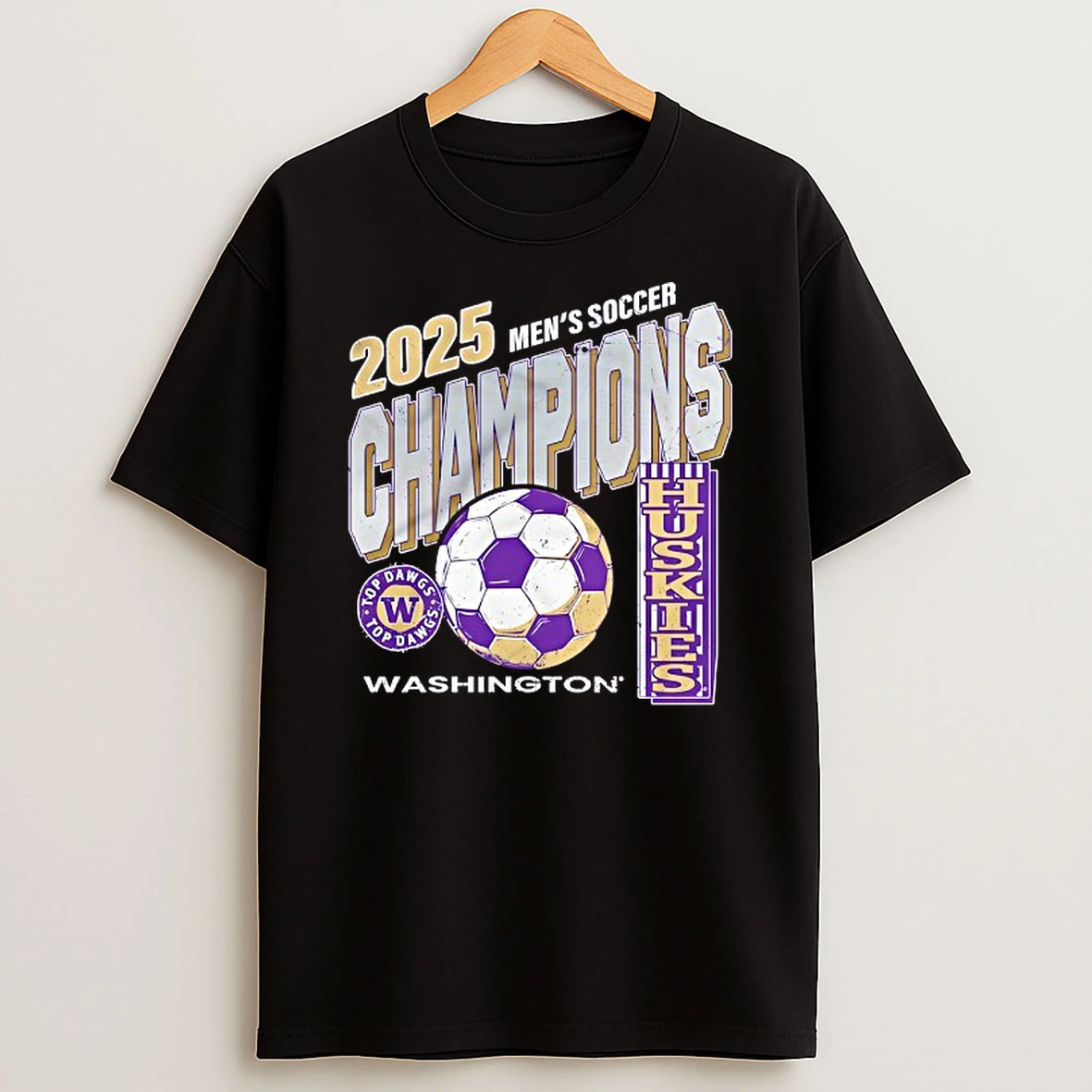 Washington Huskies 2025 Mens Soccer Champions T Shirt
