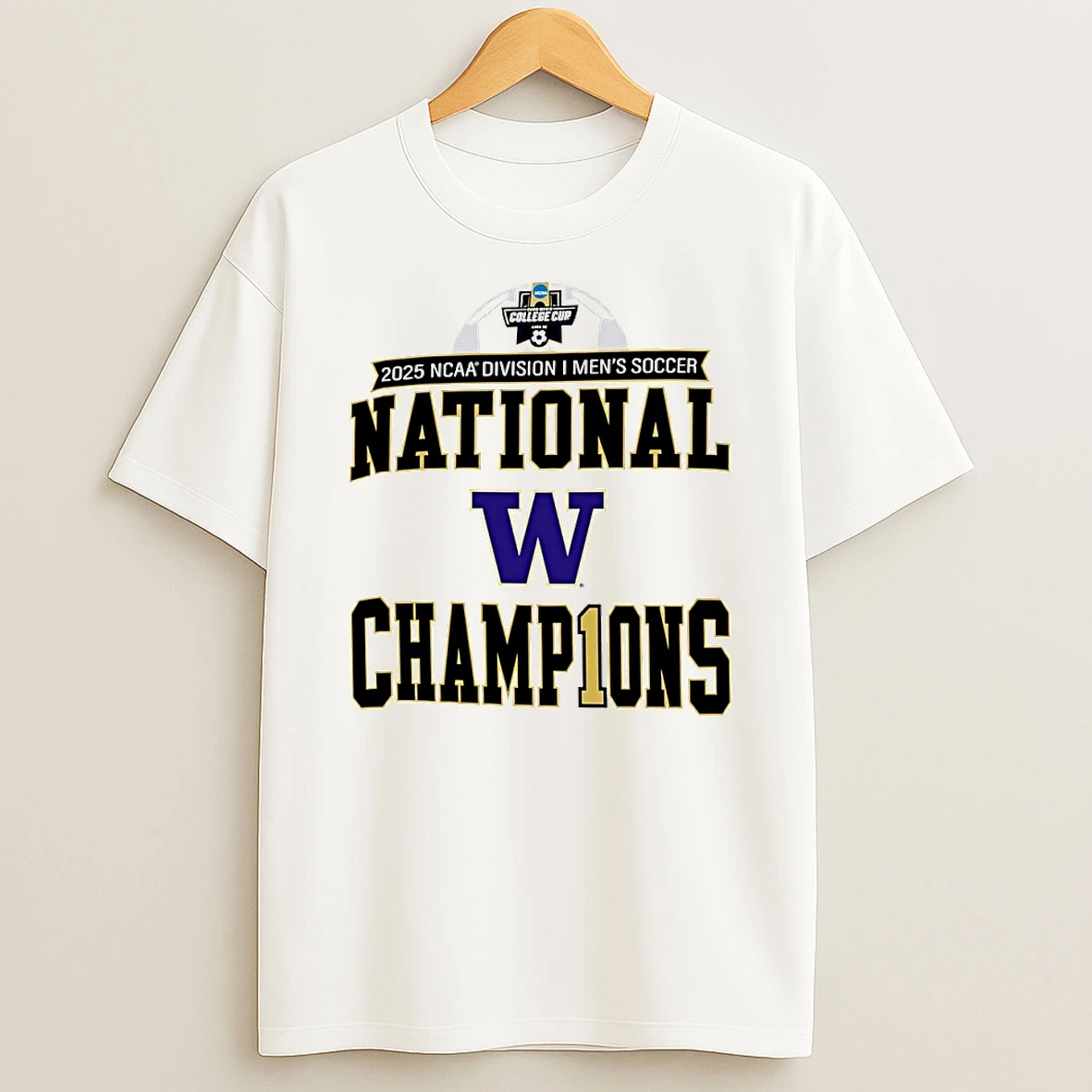 Washington Huskies 2025 Ncaa Division I Mens Soccer National Champions Circle T Shirt