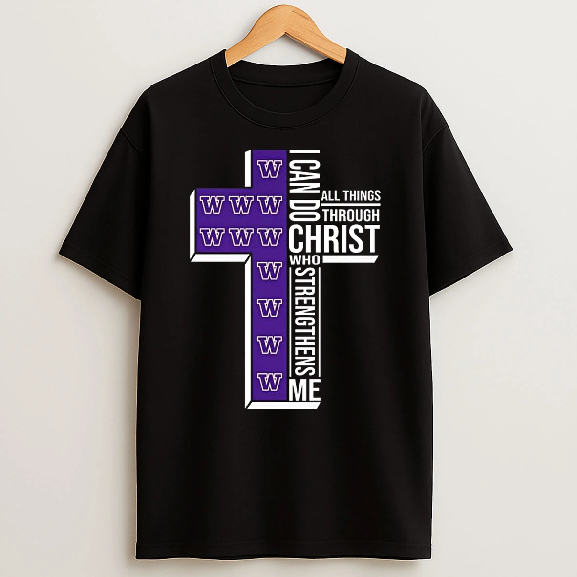 Washington Huskies I Can Do All Things Through Christ Who Strengthens Me Cross 2025 T Shirt