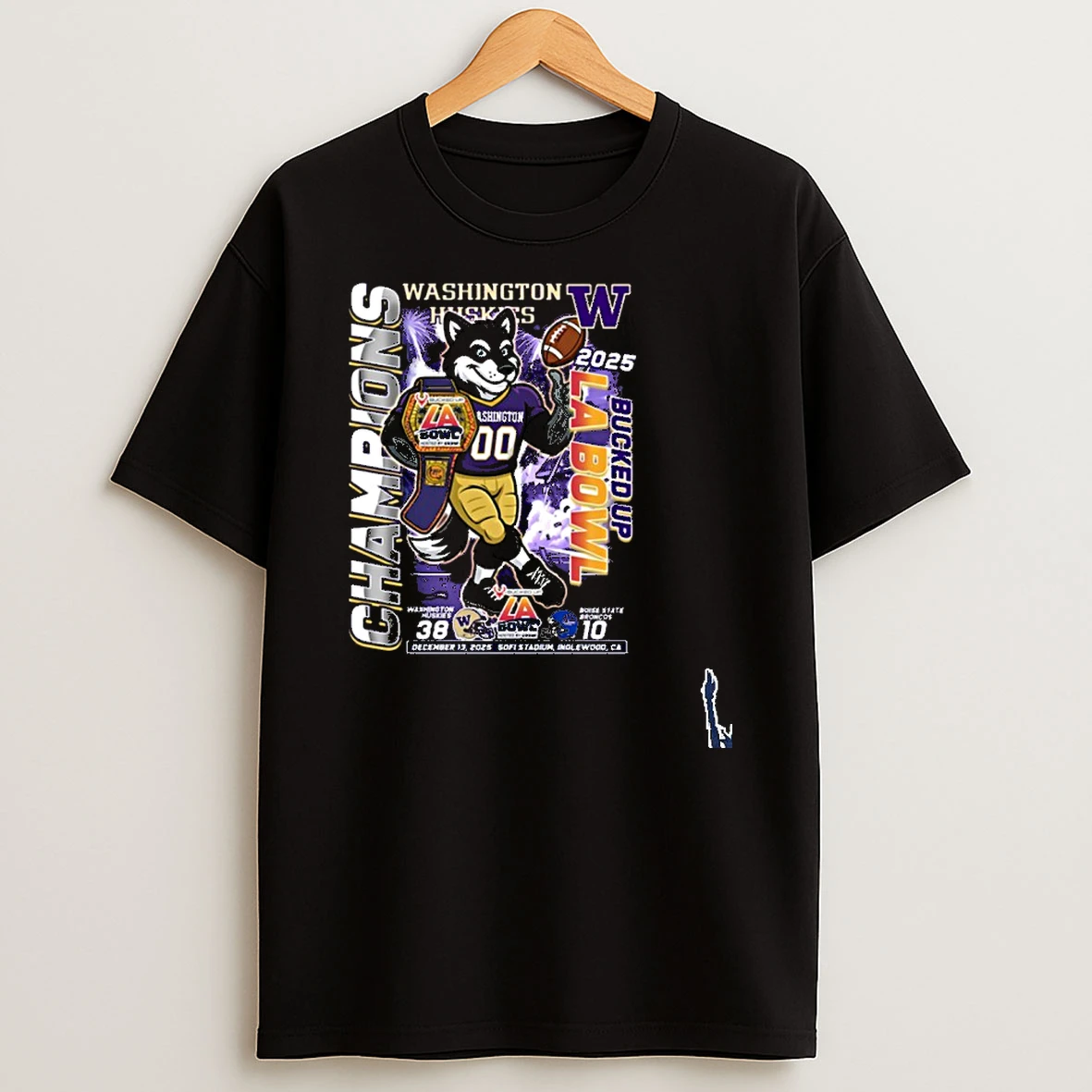 Washington Huskies Mascot Bucked Up La Bowl Champions T Shirt