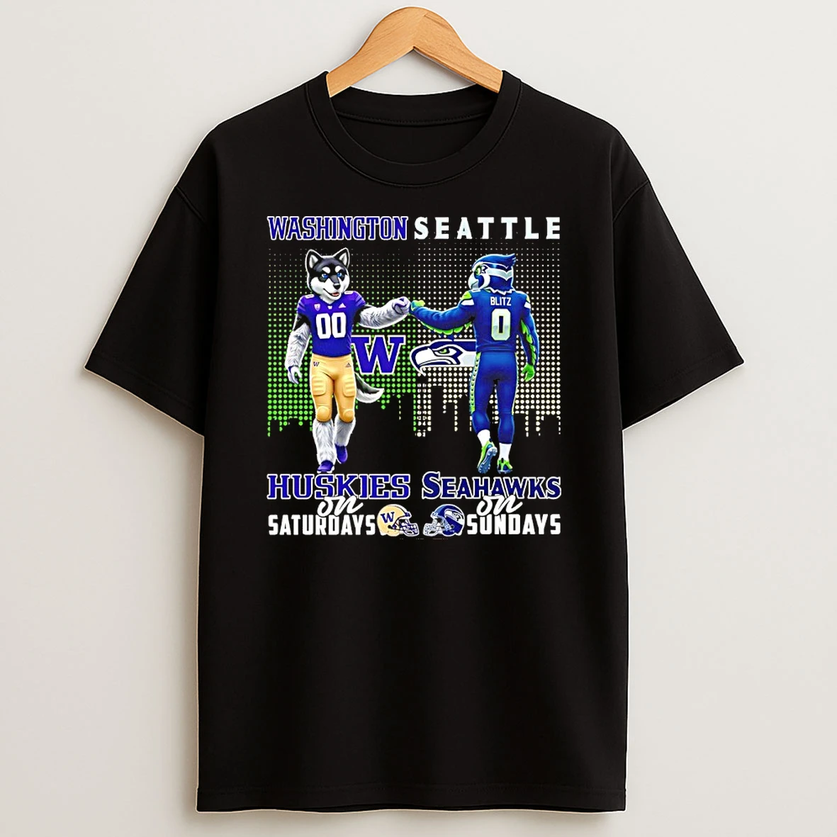 Washington Huskies On Saturday And Seattle Seahawks On Sundays Mascot T Shirt