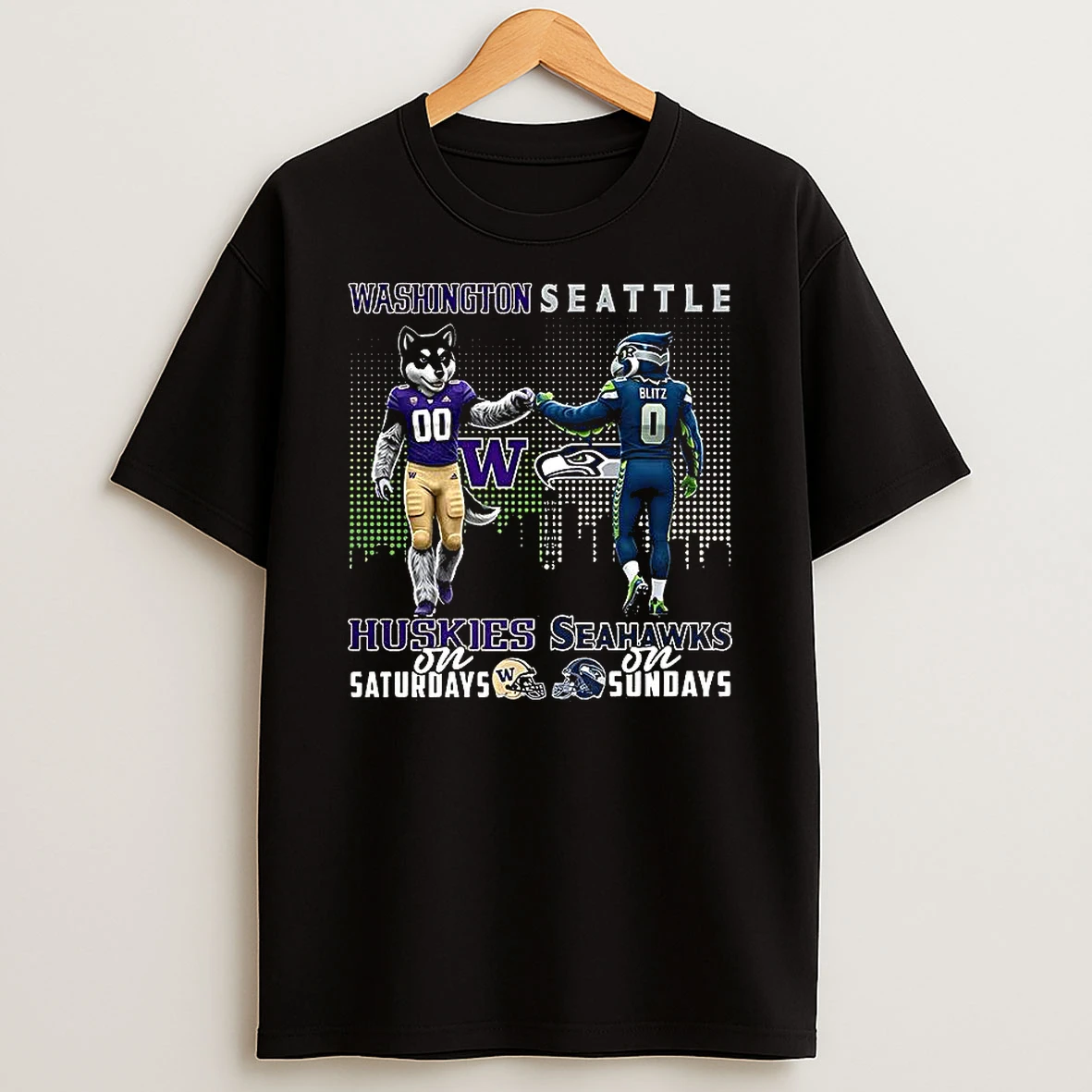 Washington Huskies On Saturdays Vs Seattle Seahawks On Sundays Mascot T Shirt