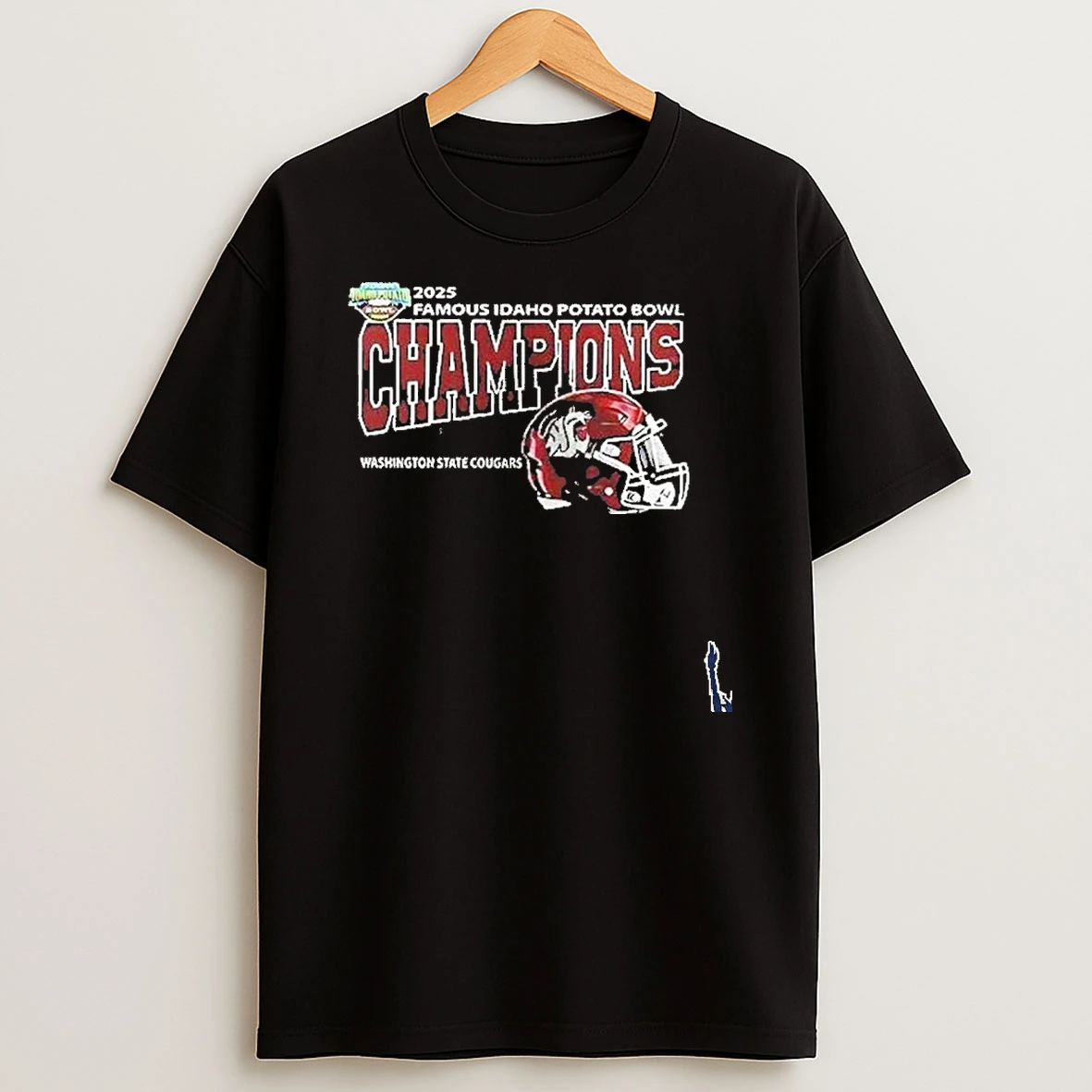 Washington State Cougars Famous Idaho Potato Bowl Champions Go Cougs Logo Helmet T Shirt