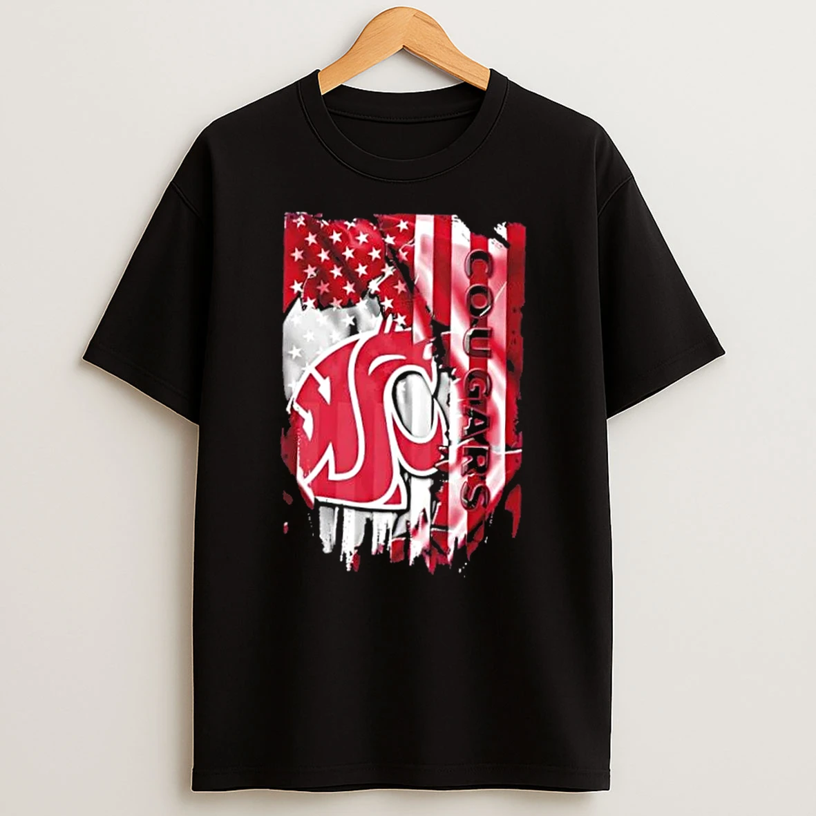 Washington State Cougars Football X American Flag T Shirt
