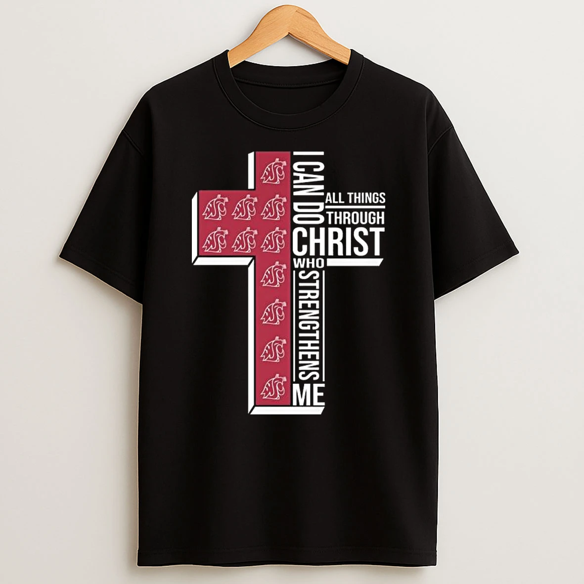 Washington State Cougars I Can Do All Things Through Christ Who Strengthens Me Cross 2026 T Shirt