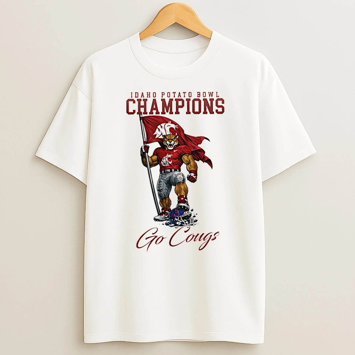 Washington State Cougars Ncaa 2025 Idaho Potato Bowl Champions Mascot T Shirt
