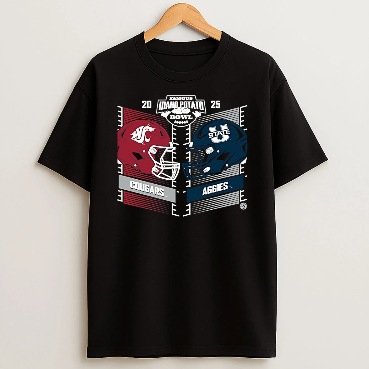 Washington State Cougars Vs Utah State Aggies 2025 Famous Idaho Potato Bowl Head To Head T Shirt