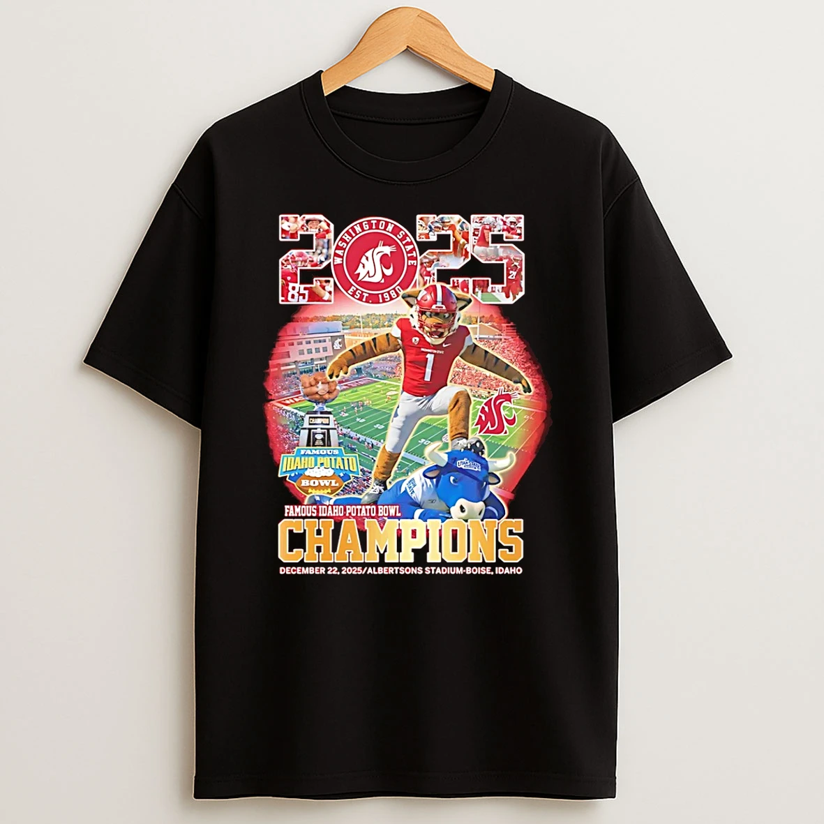 Washington State Famous Idaho Potato Bowl Champions 2025 Mascot T Shirt