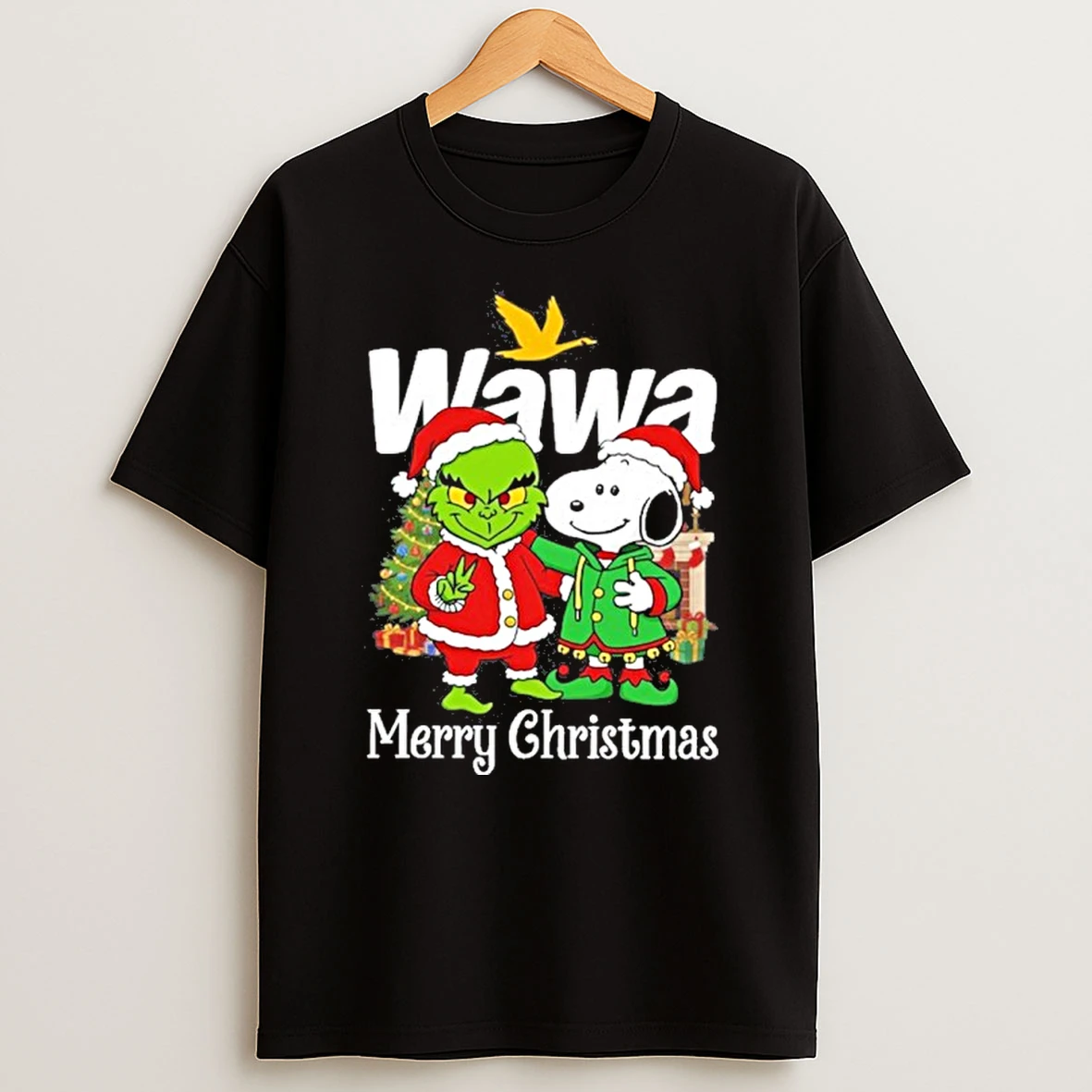 Wawa Santa Grinch X Santa Snoopy Merry Christmas T Shirt