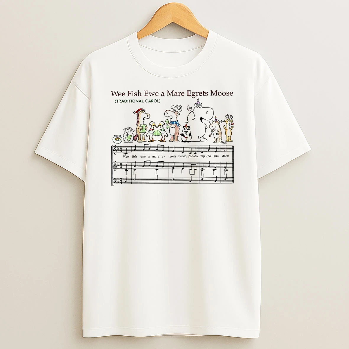 Wee Fish Ewe A Mare Egrets Moose Christmas T Shirt