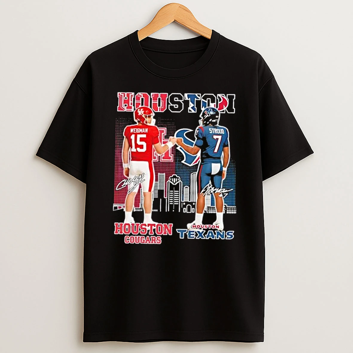 Weigman And Stroud Houston Cougars X Texans Skyline T Shirt