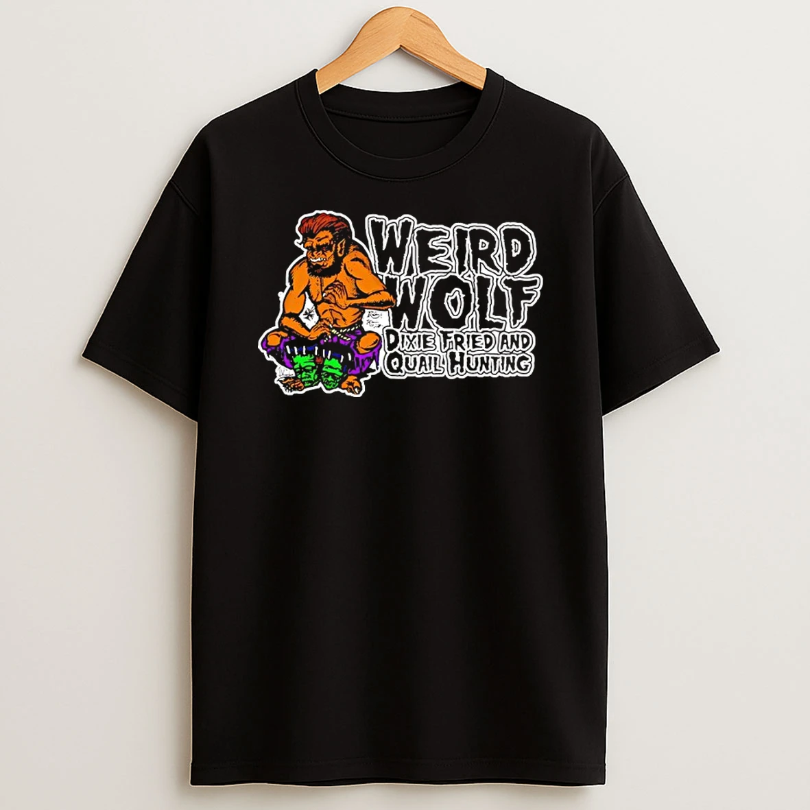 Weird Wolf Dixie Fried And Quail Hunting Goat Cartoon T Shirt