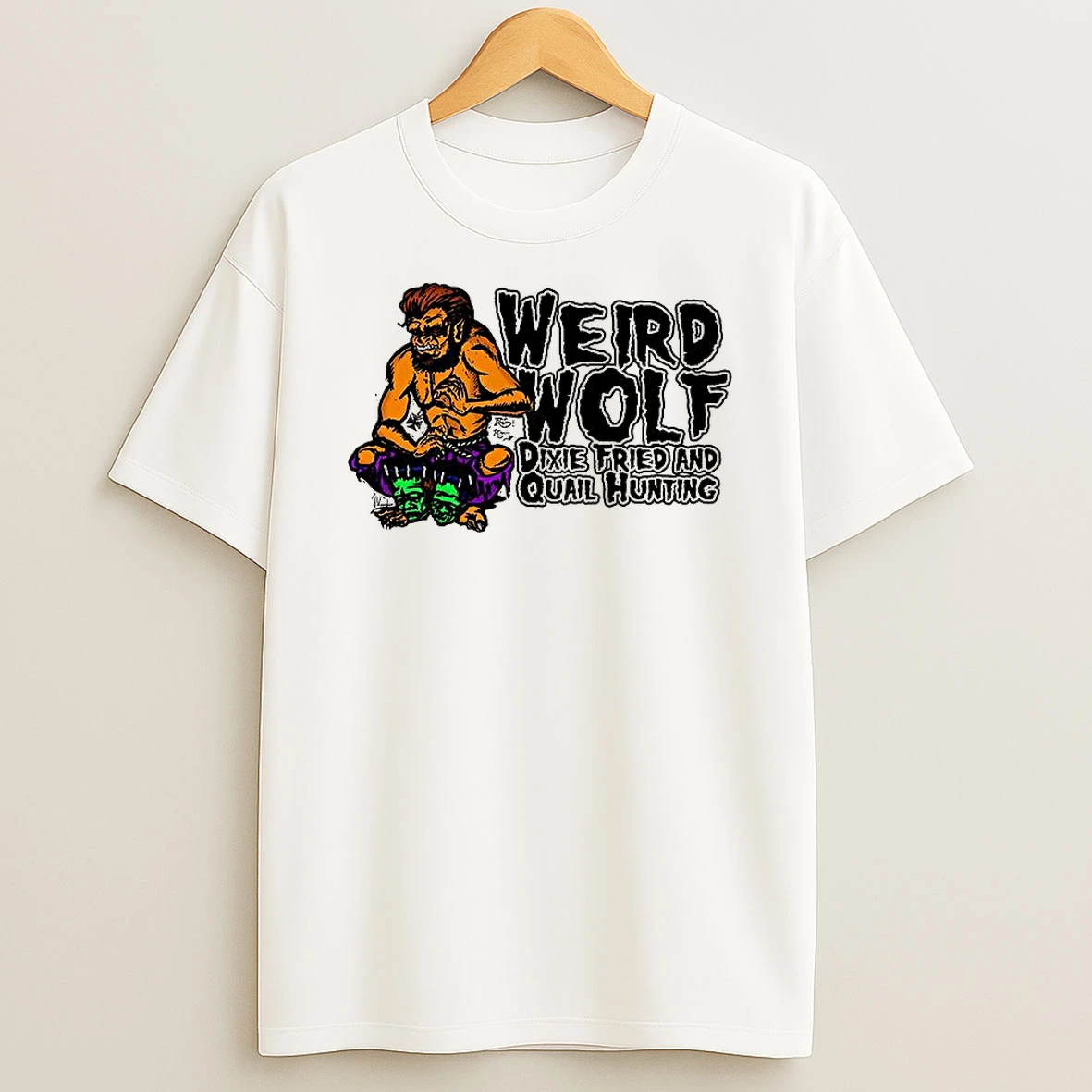 Weird Wolf Dixie Fried And Quail Hunting Cartoon T Shirt