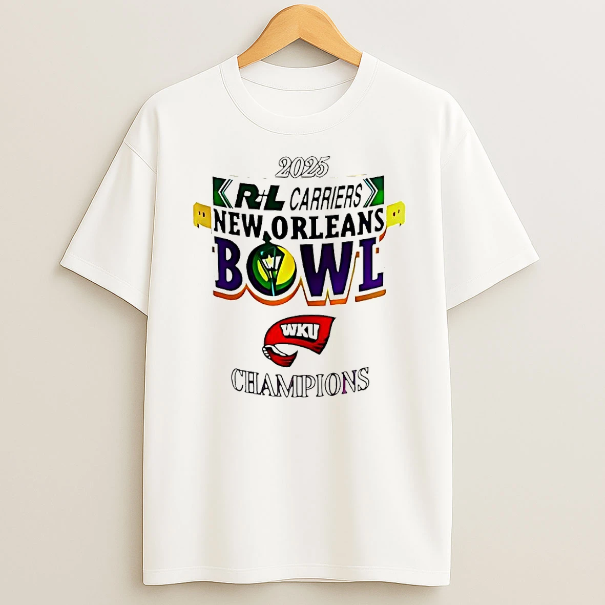 Western Kentucky 2025 New Orleans Bowl Champions Logo T Shirt