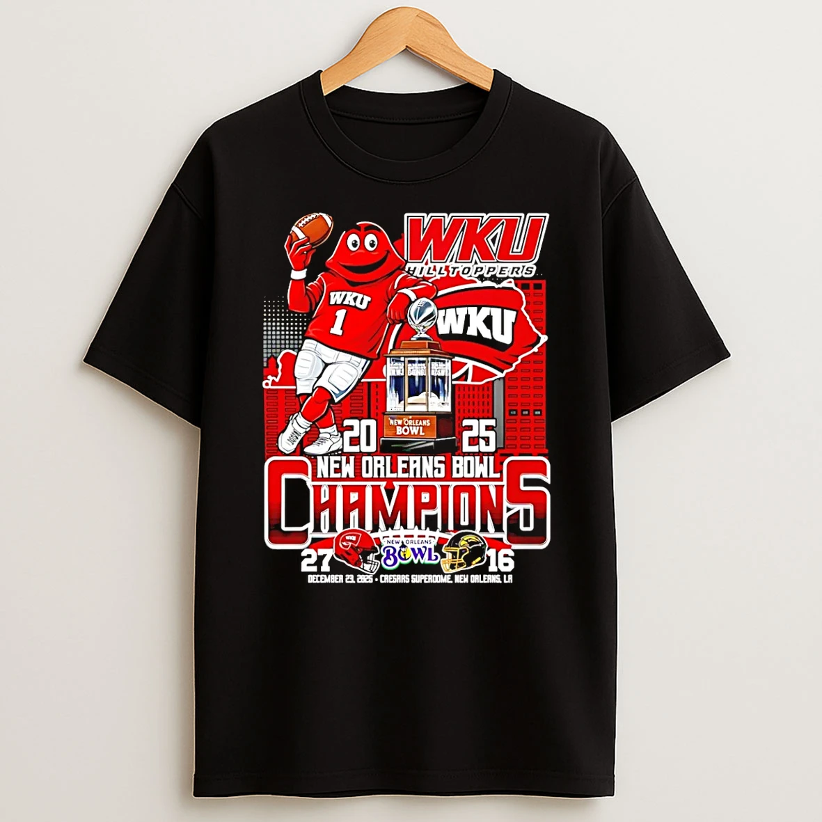 Western Kentucky Hilltoppers 2025 New Orleans Bowl Champions City Skyline T Shirt