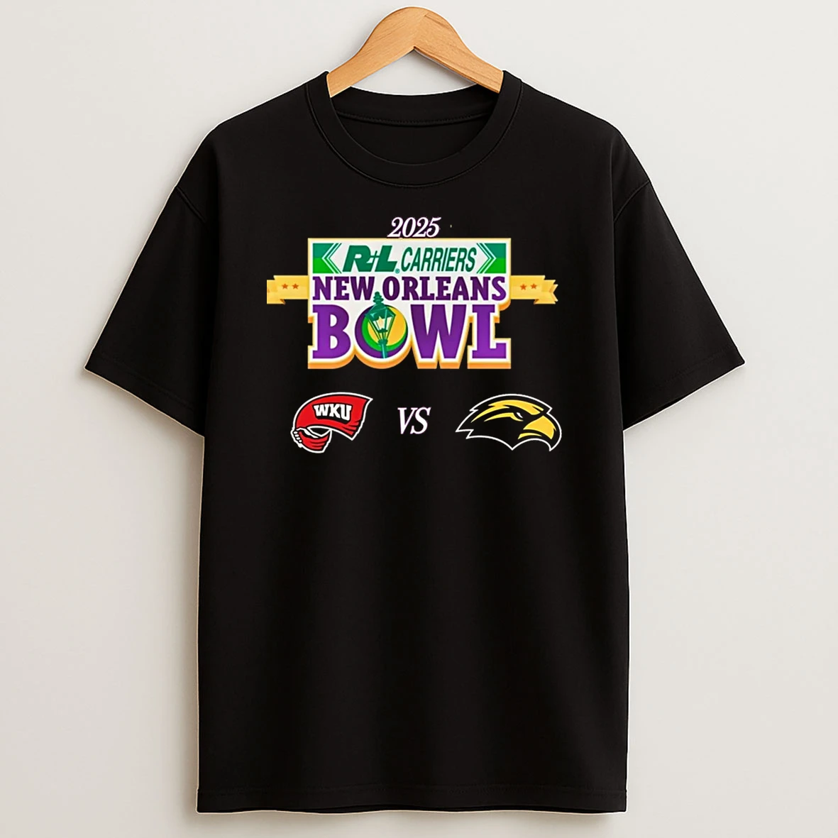 Western Kentucky Hilltoppers Vs Southern Miss Golden Eagles 2025 New Orleans Bowl T Shirt