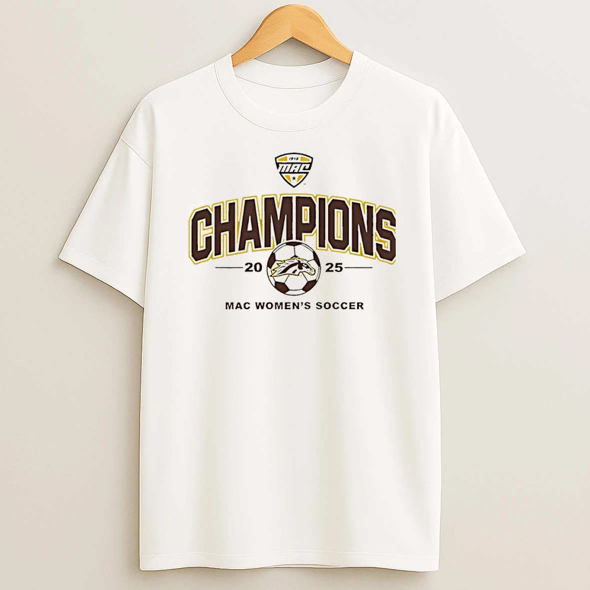 Western Michigan Broncos 2025 Mac Soccer Champions Logo T Shirt