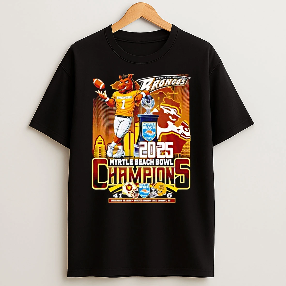 Western Michigan Broncos 2025 Myrtle Beach Bowl Champions T Shirt