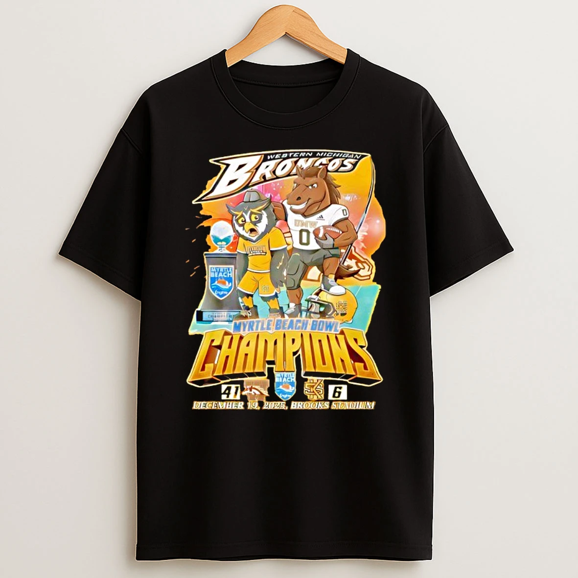 Western Michigan Broncos Myrtle Beach Bowl Champions 2025 Beat Kennesaw T Shirt