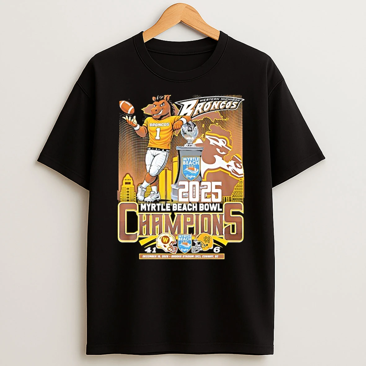 Western Michigan Broncos At Myrtle Beach Bowl 2025 Champions 2025 T Shirt
