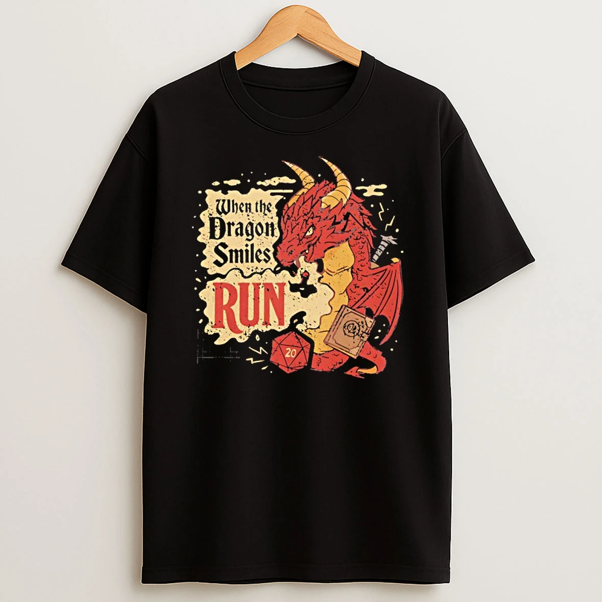 When The Dragon Smiles Run Dungeons And Dragons Vintage T Shirt