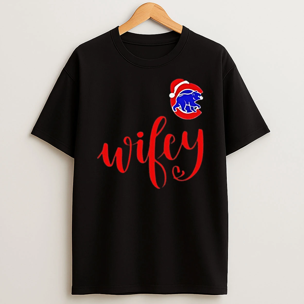 Wifey Chicago Cubs Santa Hat Merry Christmas T Shirt