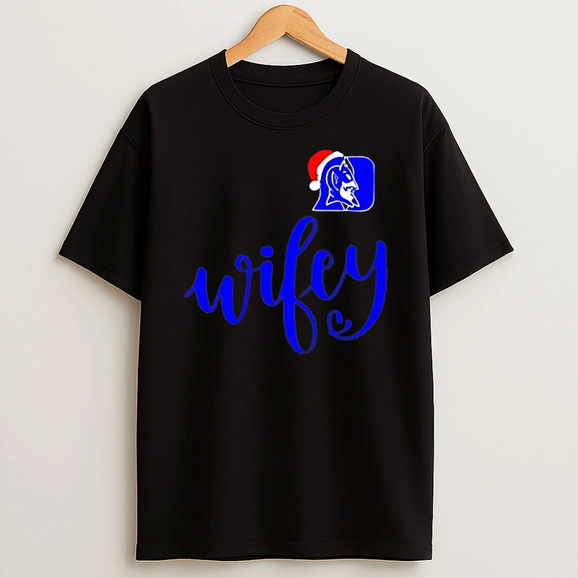 Wifey Duke Blue Devils Santa Hat Merry Christmas T Shirt