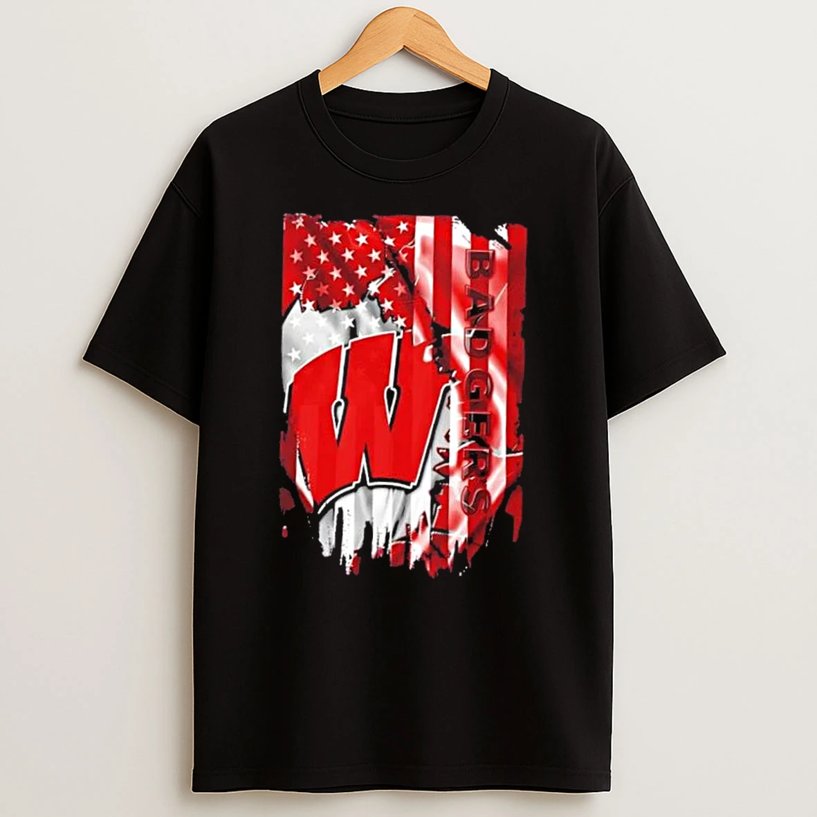Wisconsin Badgers Football X American Flag T Shirt