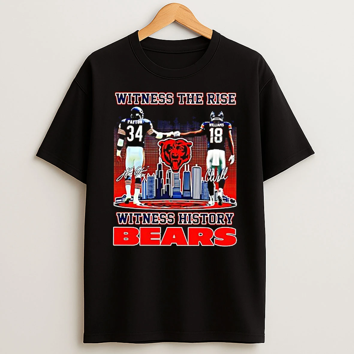 Witness The Rise Witness History Chicago Bears Walter Payton And Caleb Williams Quarterback T Shirt