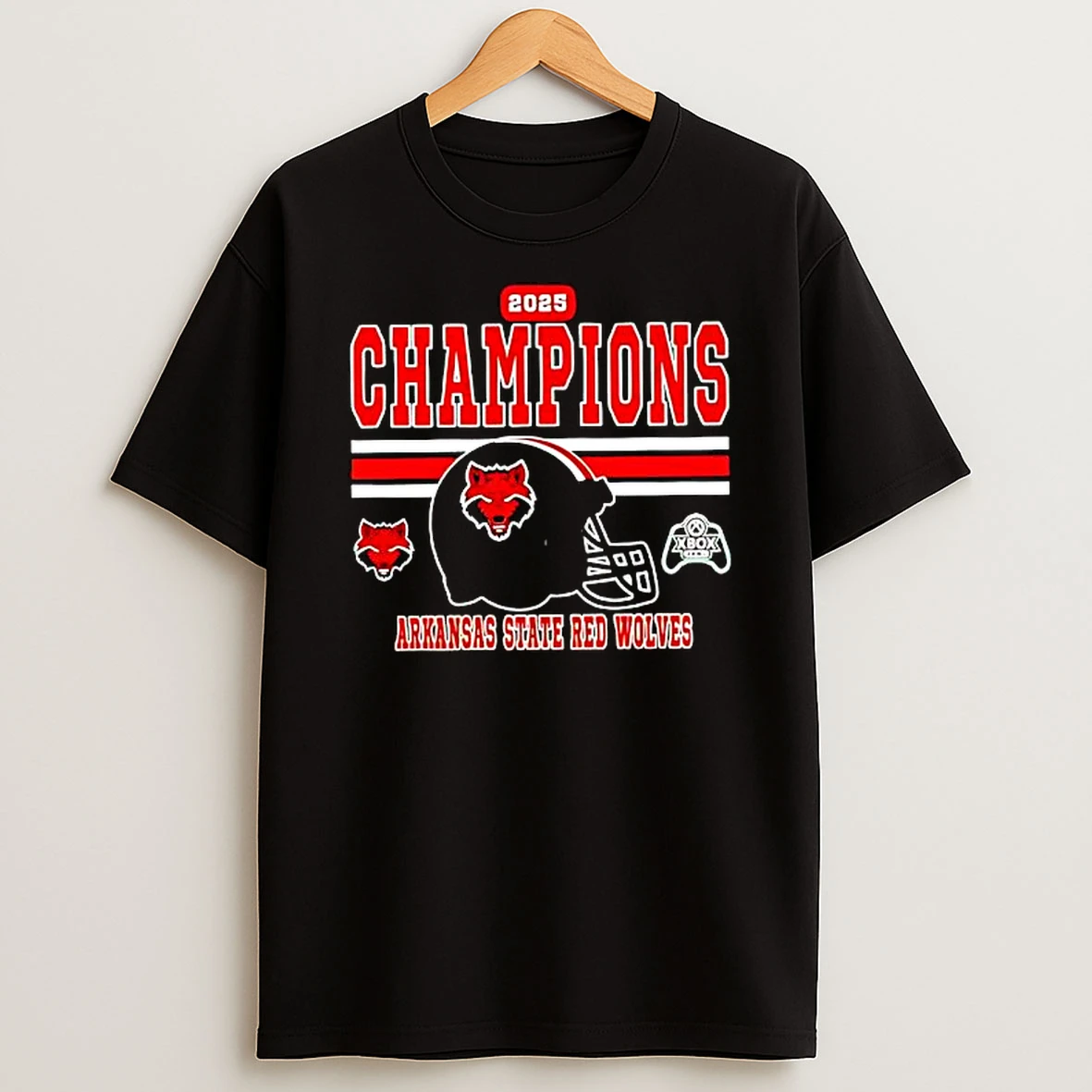 Xbox Bowl Champions 2025 Arkansas State Red Wolves Helmet T Shirt