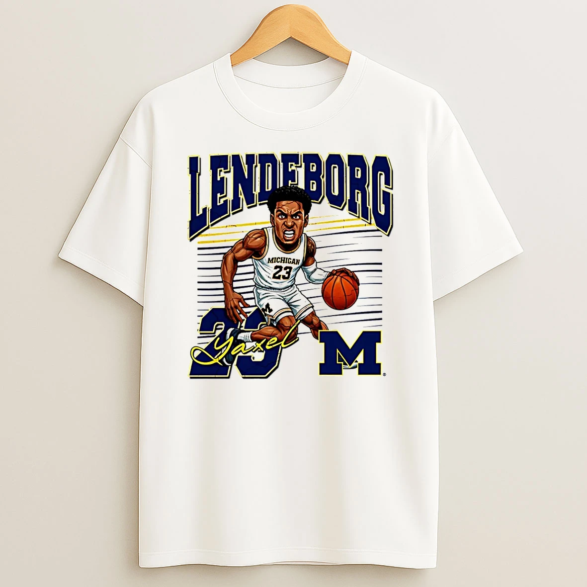 Yaxel Lendeborg Michigan Basketball Caricature T Shirt