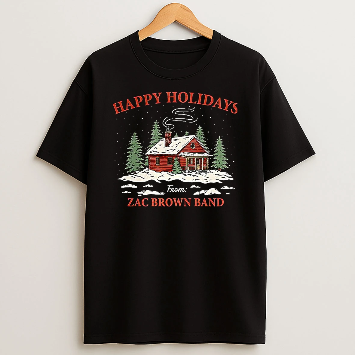 Zac Brown Happy Holidays Cabin From Cartoon Merry Christmas T Shirt