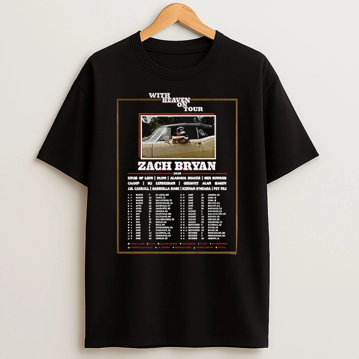Zach Bryan On Tour 2026 Heaven On Tour T Shirt
