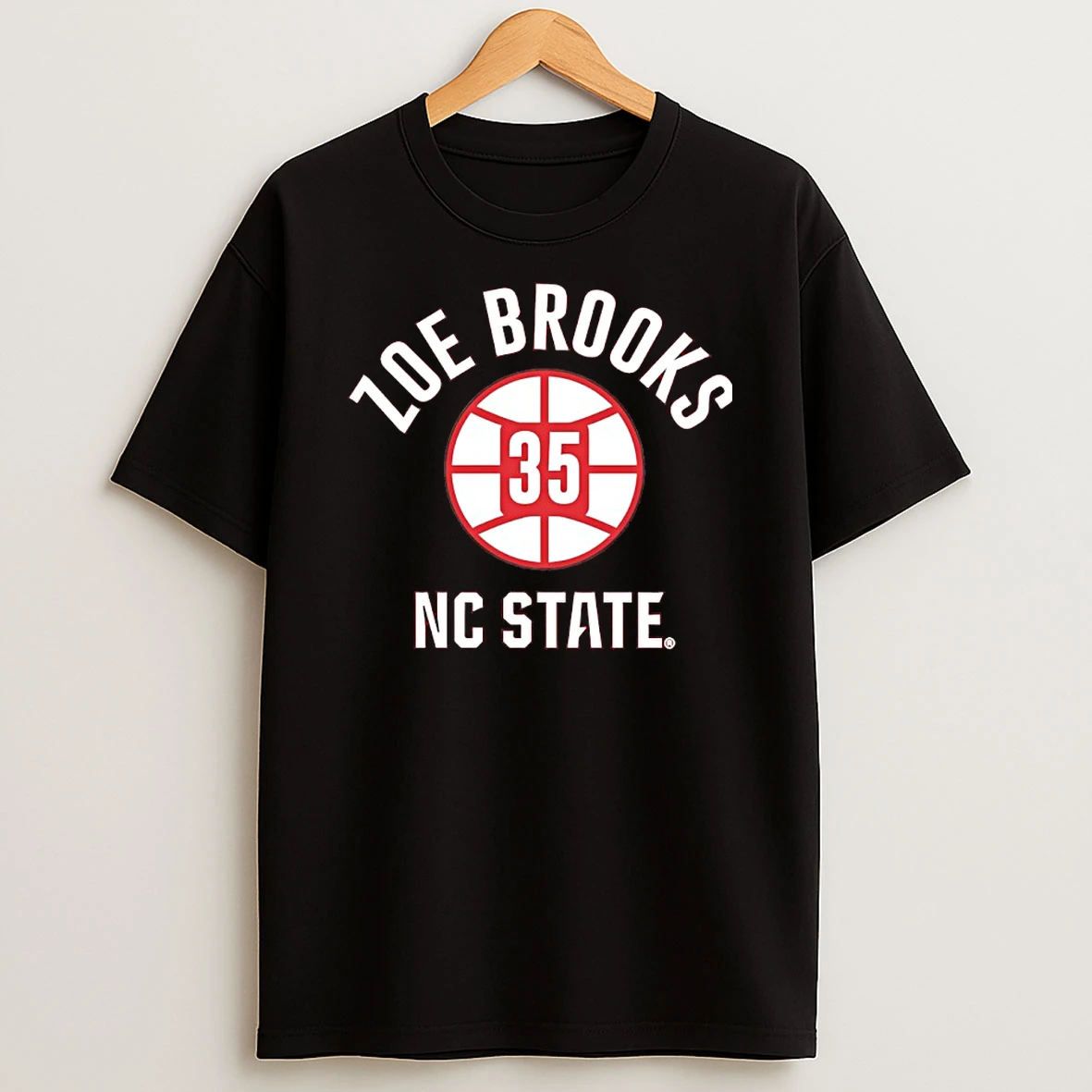 Zoe Brooks 35 Nc State Basketball Name Number Ball T Shirt
