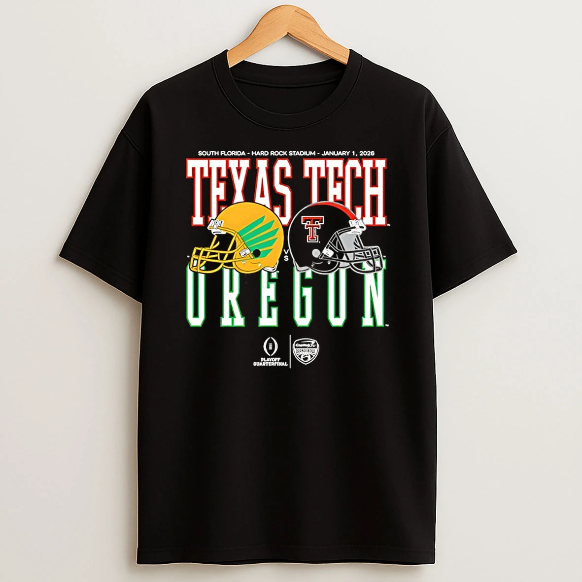 Apital One Orange Bowl 2026 Oregon Vs Texas Tech Helmet Matchup T Shirt