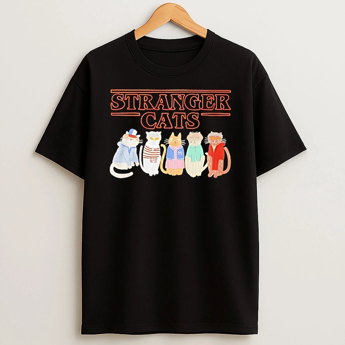Tranger Things Cat Five Happy Cat T Shirt