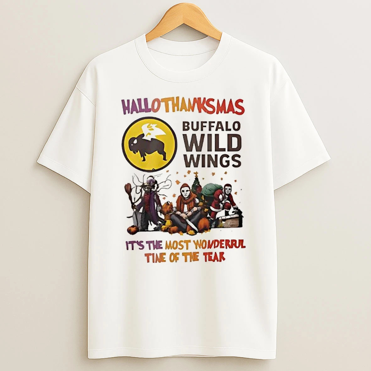 Vflippa Clickoneshirt 20251222_133350 42_buffalo Wild Wings Hallothanksmas Its The Most Wonderful Time Of The Year T Shirt