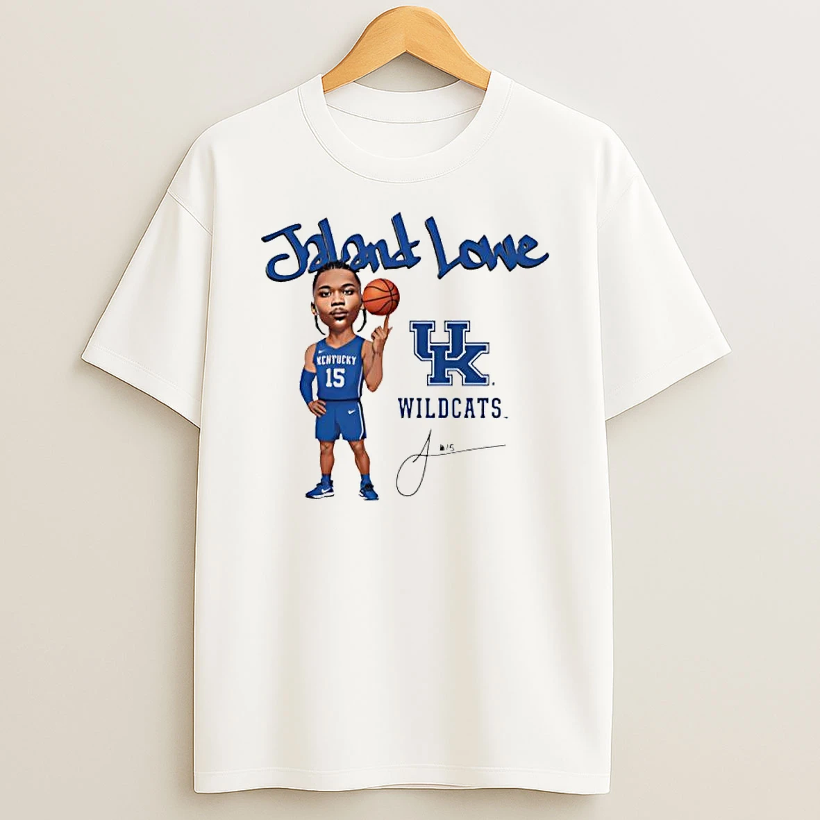 Vflippa Clickoneshirt 20251222_133350 42_jaland Lowe Kentucky Wildcats Basketball Number 15 Caricature Signature T Shirt